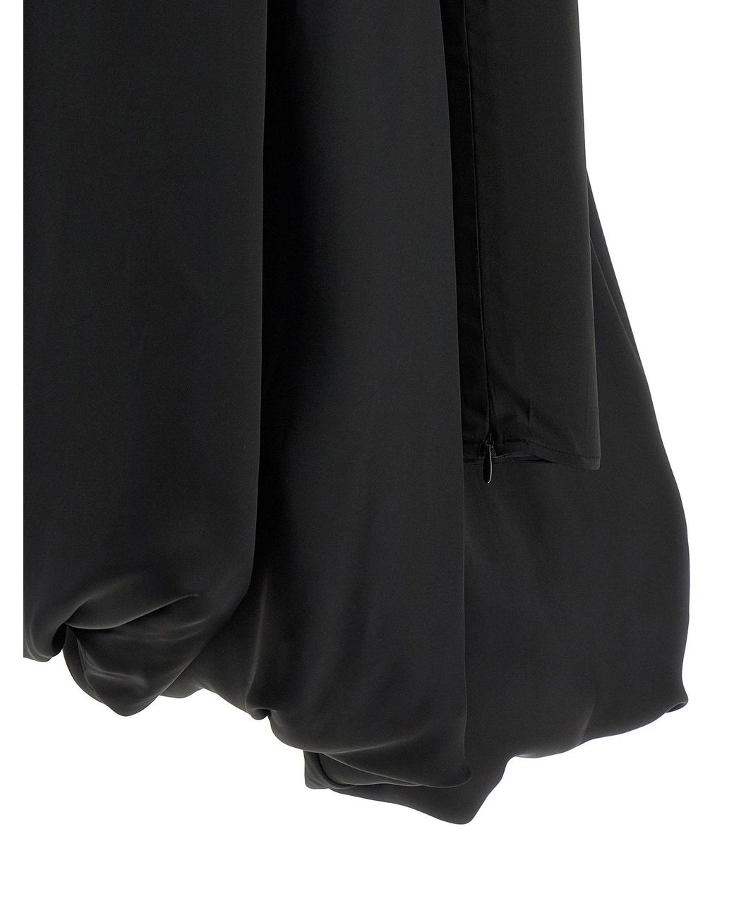 ROTATE BIRGER CHRISTENSEN Black Satin Balloon Silhouette Dress