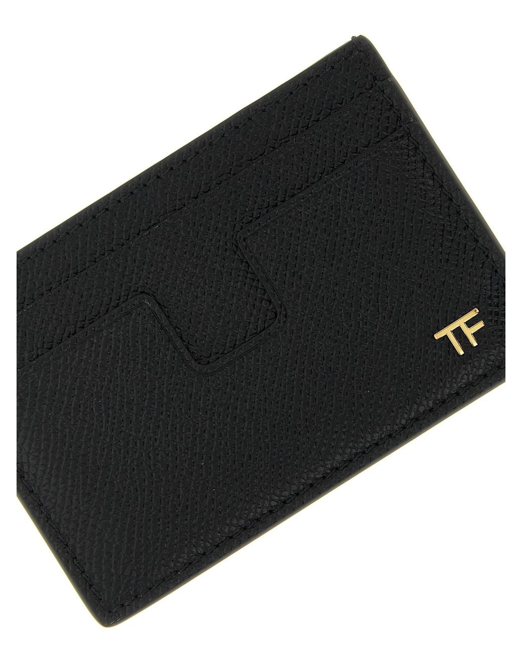 Tom Ford Black Small Grain Leather Cardholder for men
