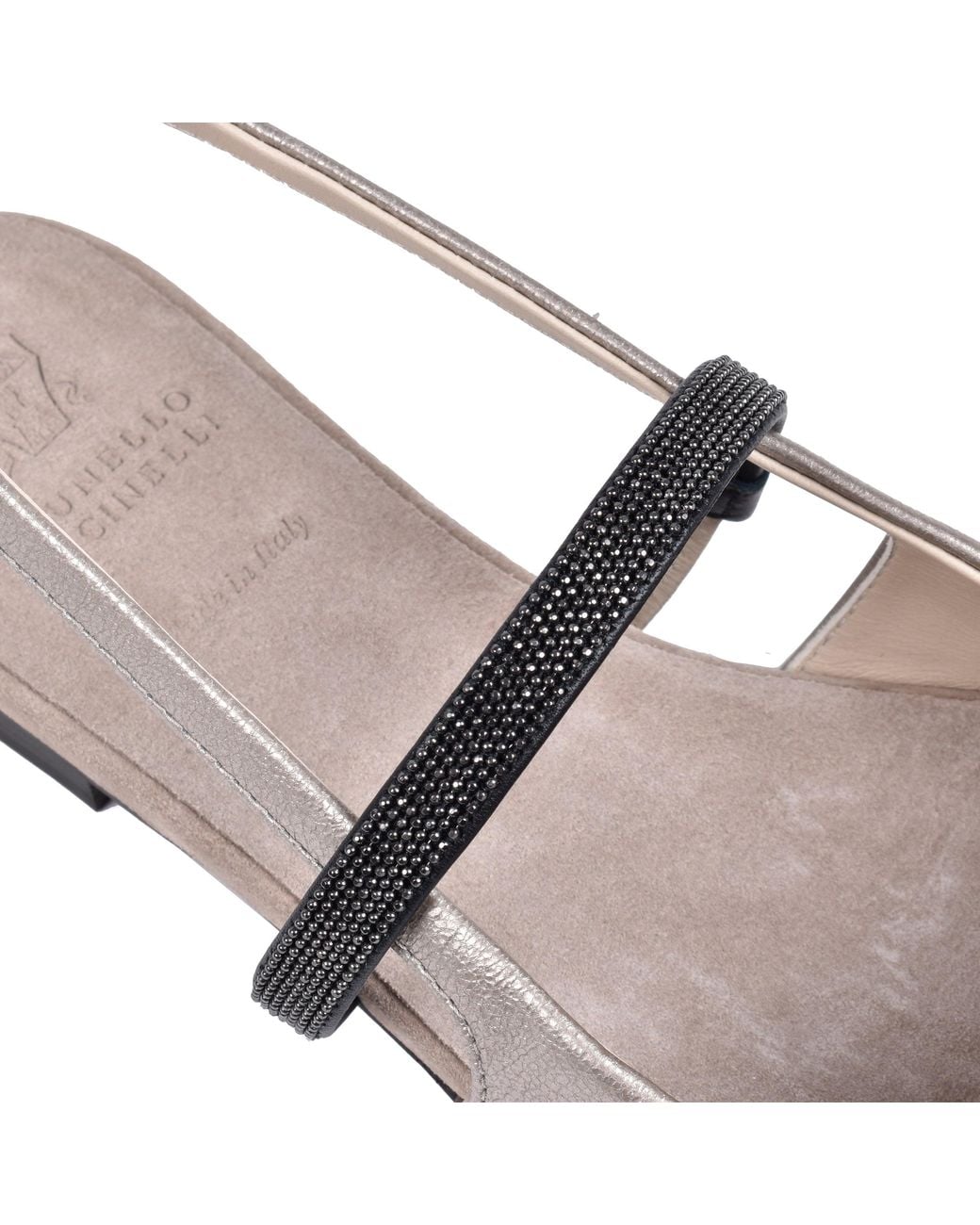 Brunello Cucinelli Metallic Leather Slingback Shoes