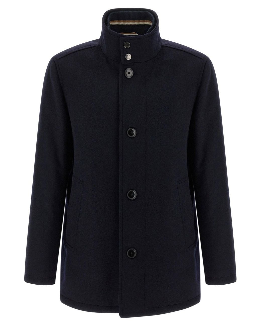 Boss Blue Wool And Cashmere Blend Coat