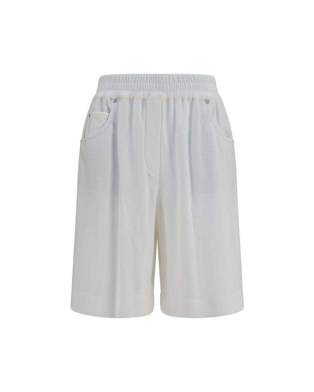 Brunello Cucinelli Gray White Cotton Bermuda Shorts