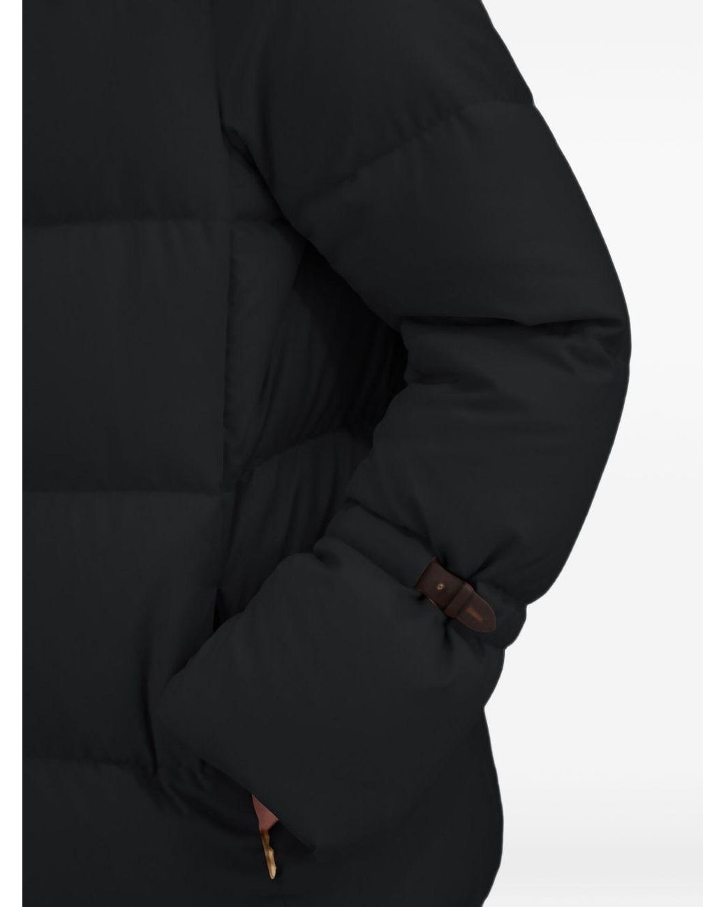 Herno Black Super-Matte Nylon Jacket With High Collar And Leather Straps
