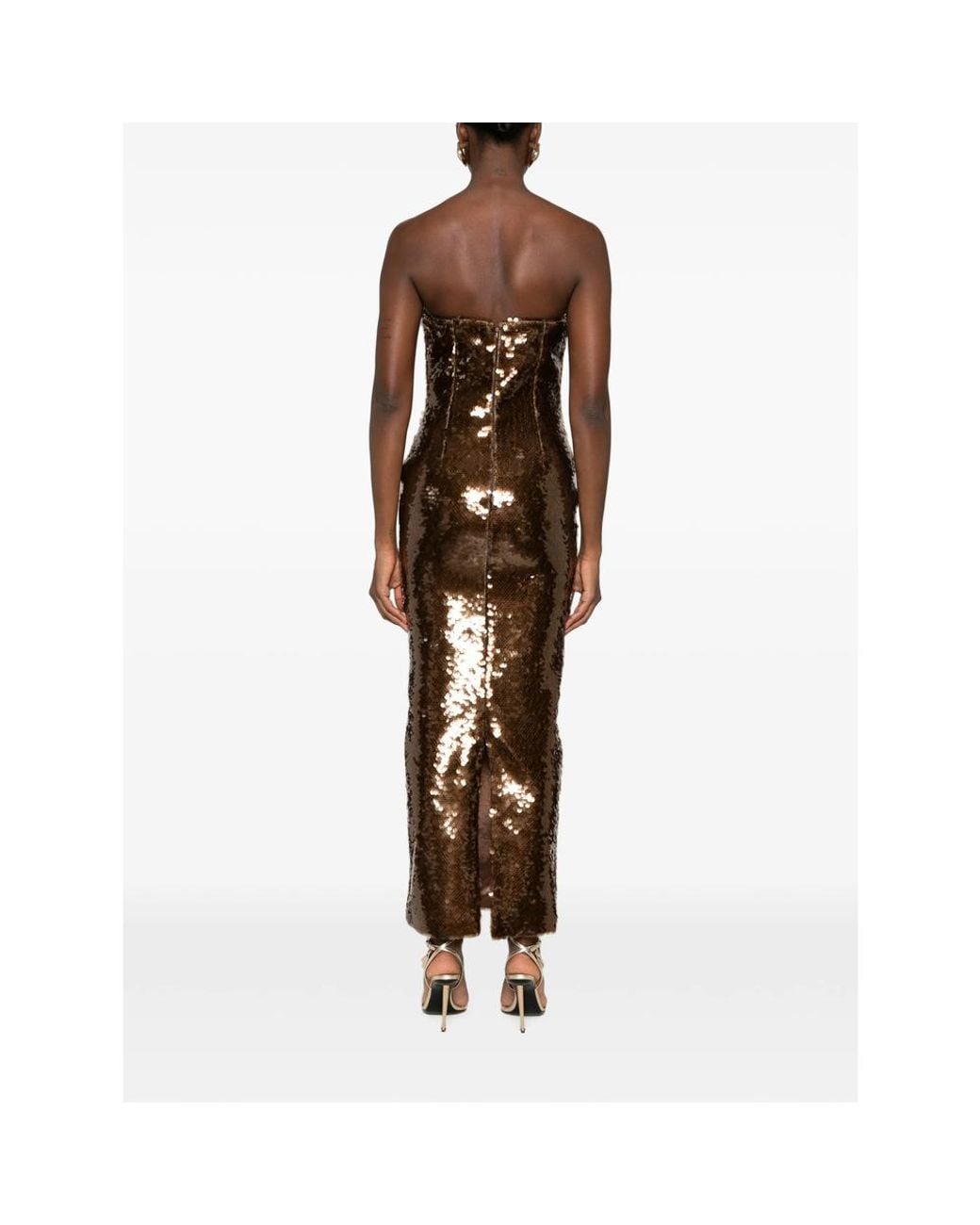 New Arrivals Brown Sequin Dress Polyester