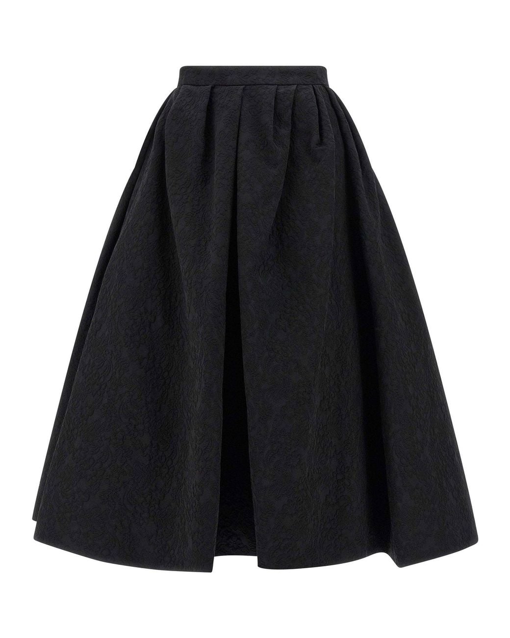 Carolina Herrera Black Cotton Jacquard Full Skirt