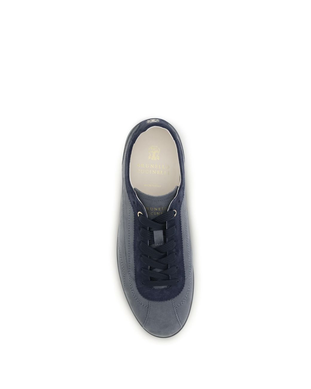 Brunello Cucinelli Blue Nubuck And Suede Sneakers With Slim Sole for men