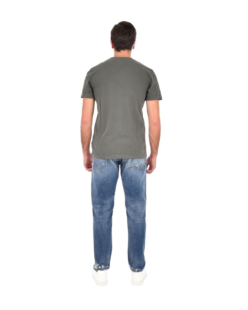 Low Brand Blue Ribbed Crewneck T-Shirt Wool T-Shirts for men