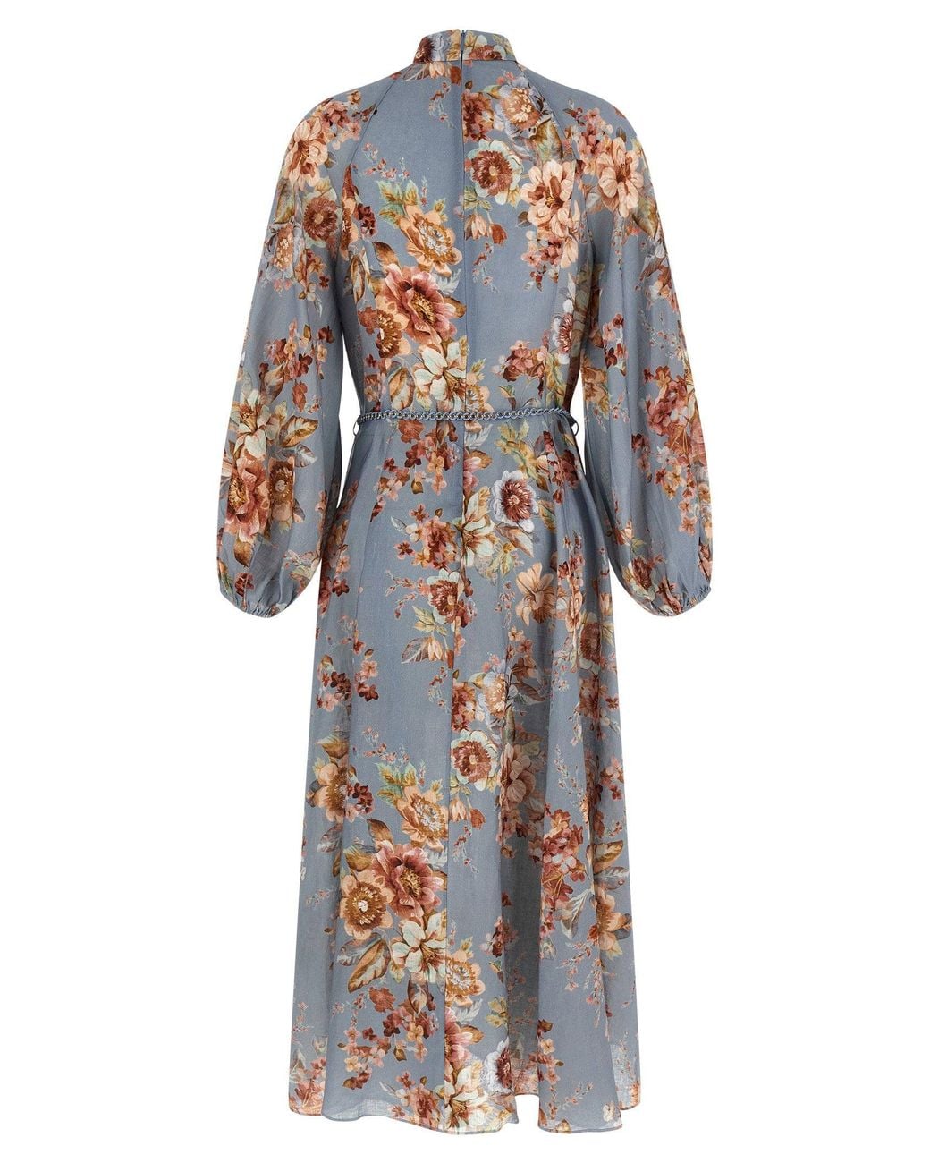 Zimmermann Blue Floral Print Linen Dress