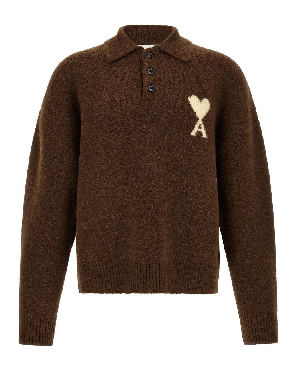 AMI Brown 'Ami De Coeur' Polo Shirt for men