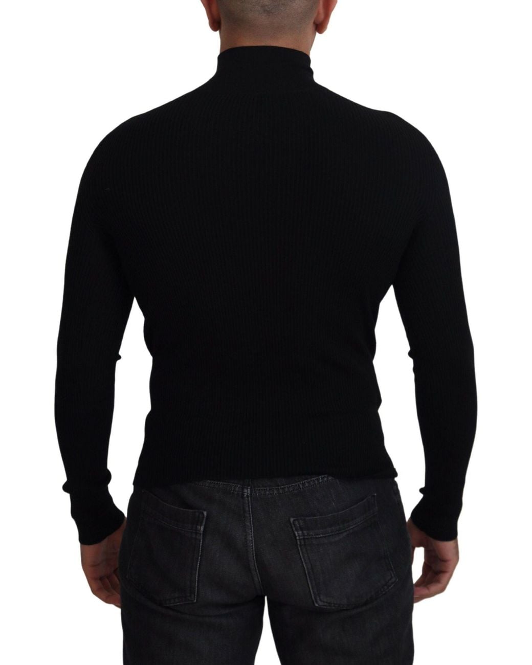 Dolce & Gabbana Black Half Zip Turtleneck Pullover Sweater Wool Clothing for men