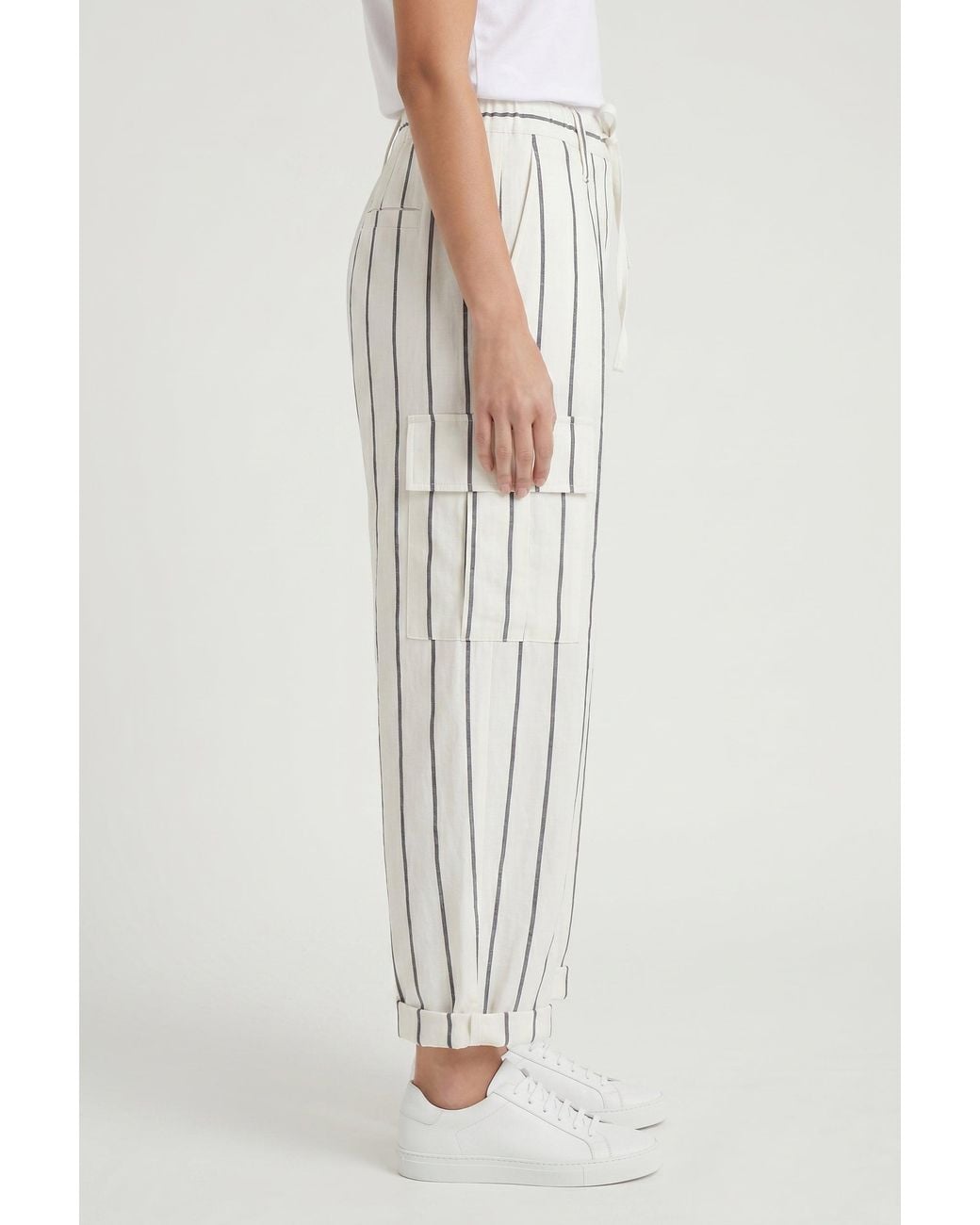 Brunello Cucinelli Multicolor Striped Linen Trousers