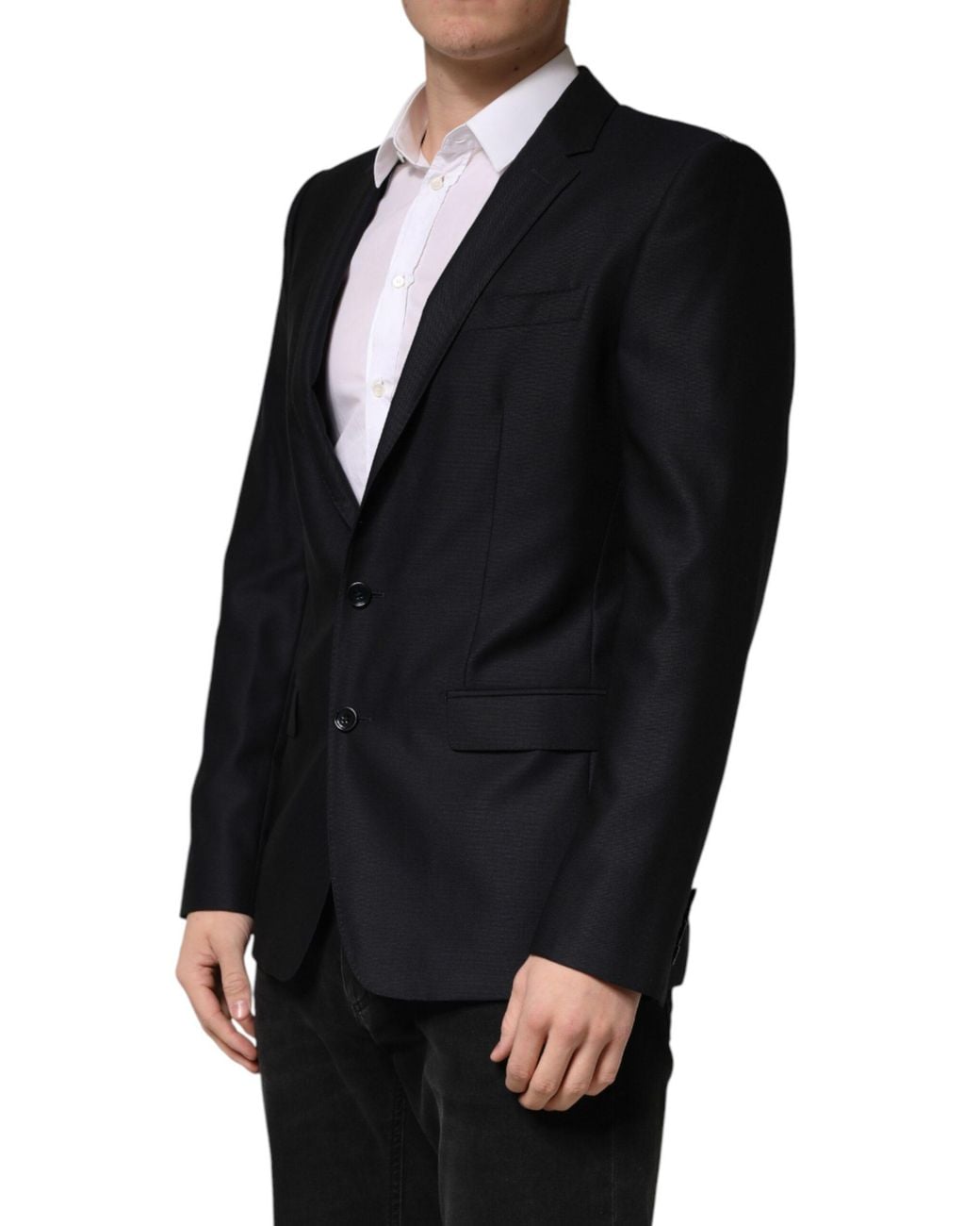 Dolce & Gabbana Black Martini Single Breasted Jacket Blazer Virgin Wool Clothing