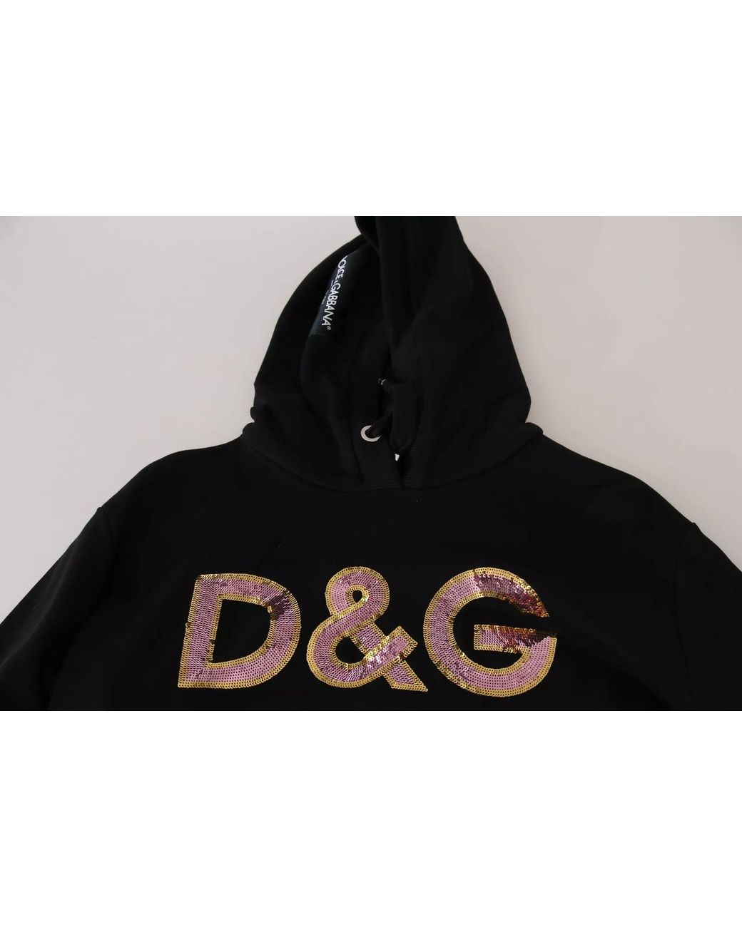 Dolce & Gabbana Black Dg Sequined Hooded Pullover Sweater