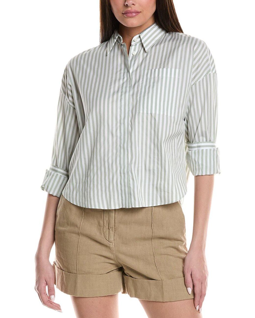 Brunello Cucinelli Gray Light Striped Shirt