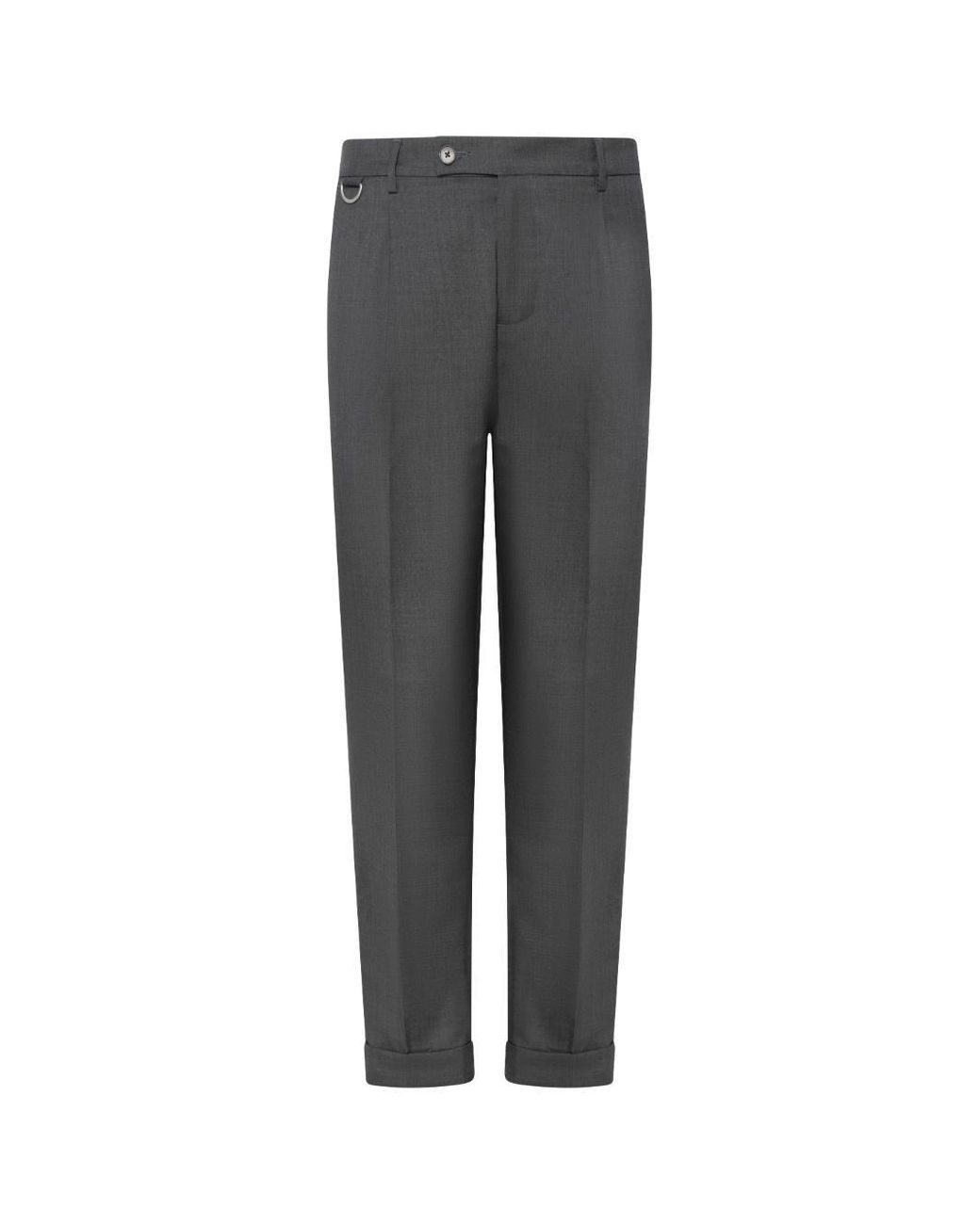 Low Brand Gray Slim Carrot-Fit Virgin Wool Trousers With Single Front Pleat for men