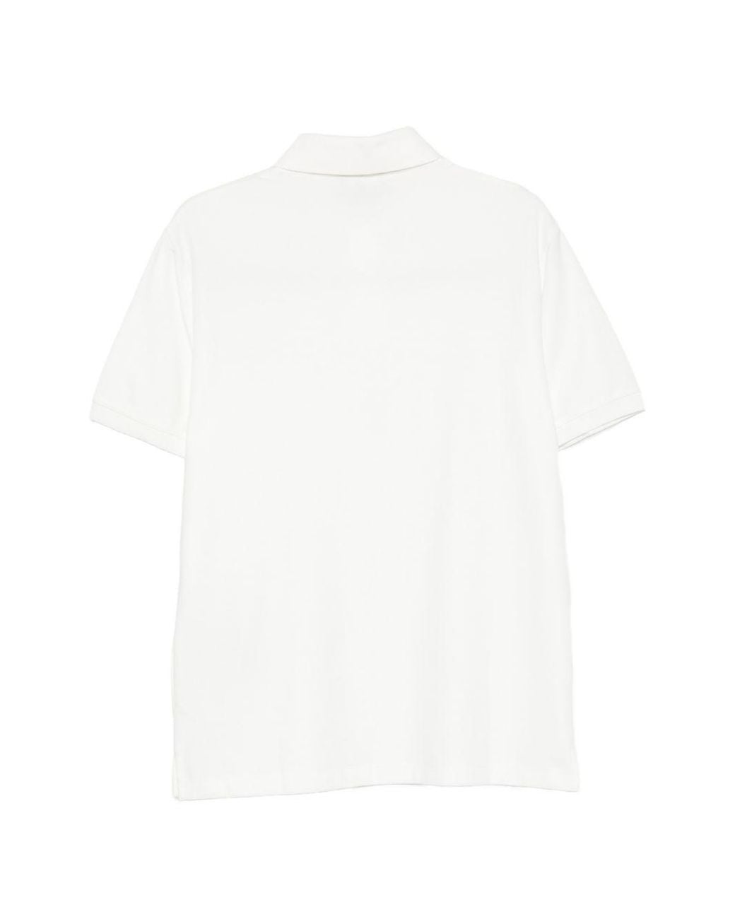 Emporio Armani White Logo-Embroidered Cotton Polo for men
