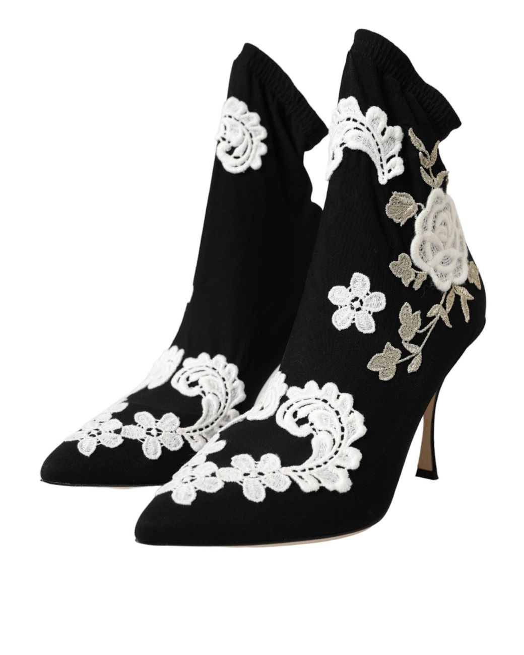 Dolce & Gabbana White Dolce & Gabbana Floral Embroidered Boot