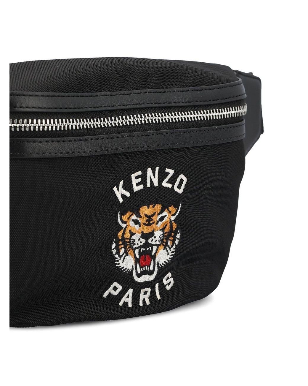 KENZO Varsity Tiger Embroidered Belt Bag in Black for Men | Lyst