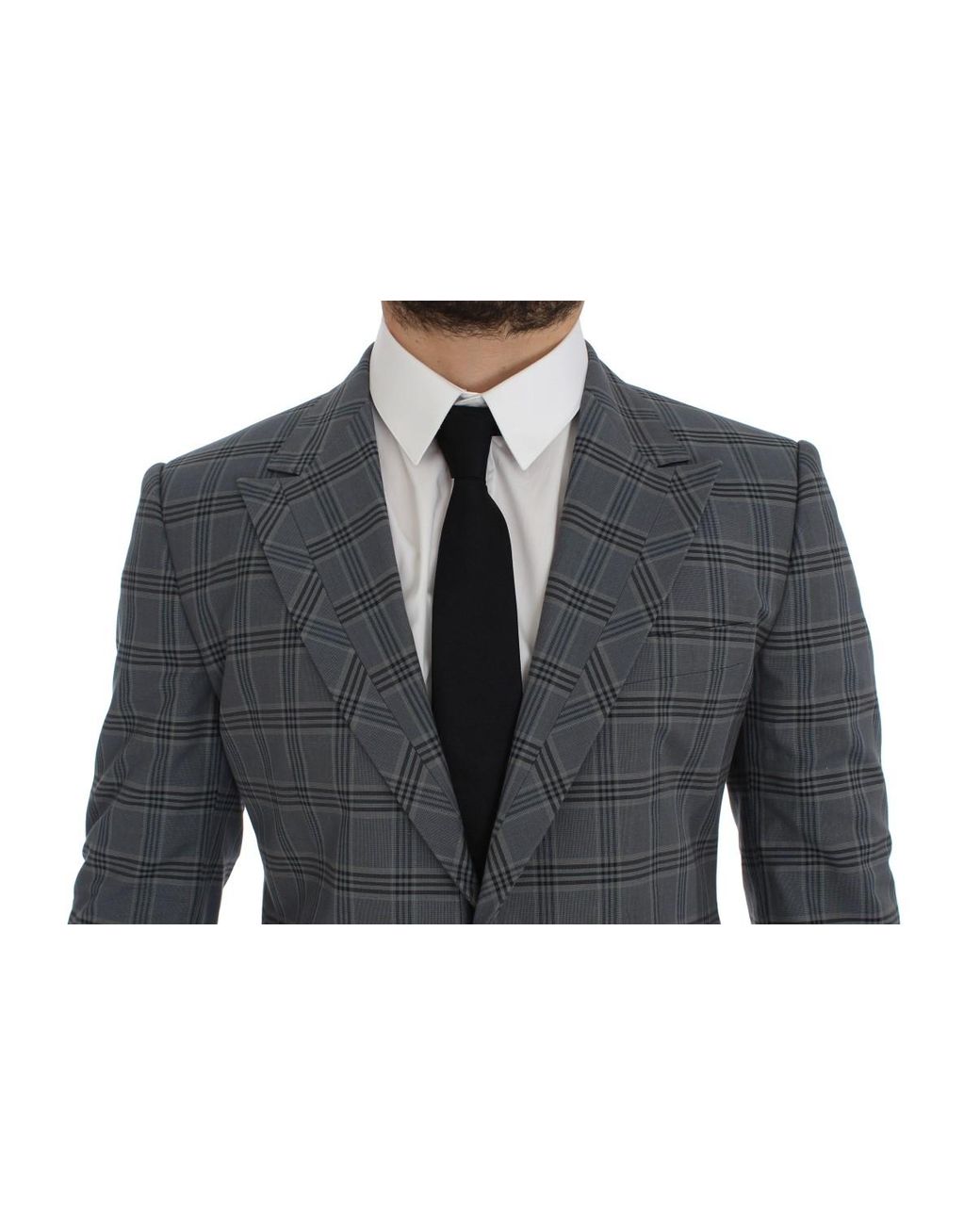 Dolce & Gabbana Blue Plaid Blazer Classic Fit for men