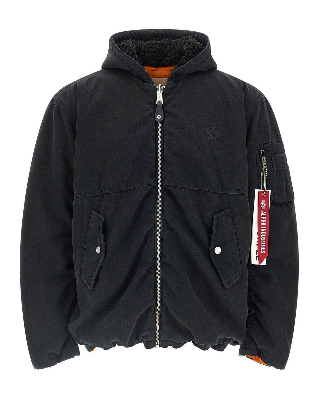 Purple Black Padded Reversible Bomber Jacket