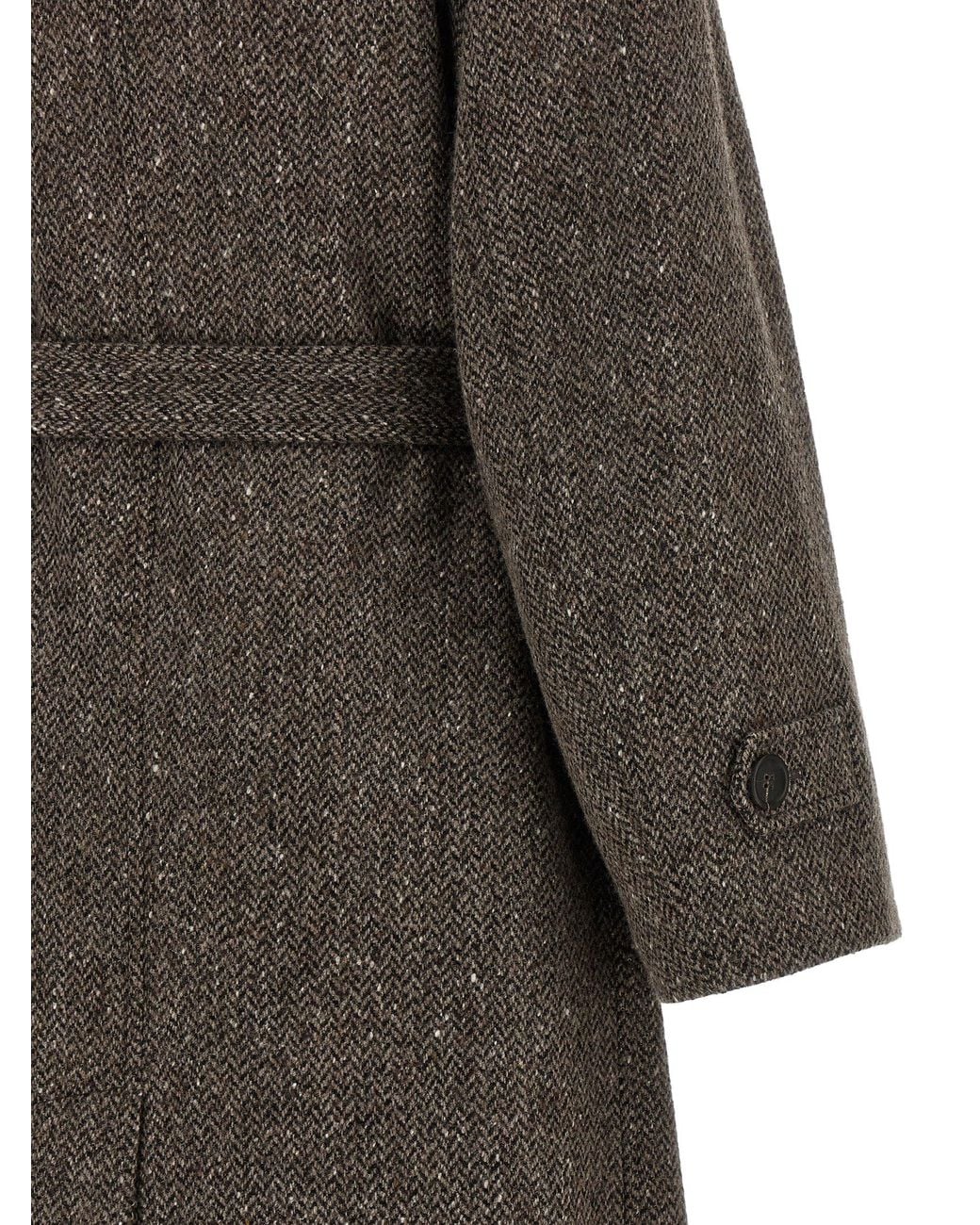 Brunello Cucinelli Gray Brunello Cucinelli Virgin Wool With Lamé Coat
