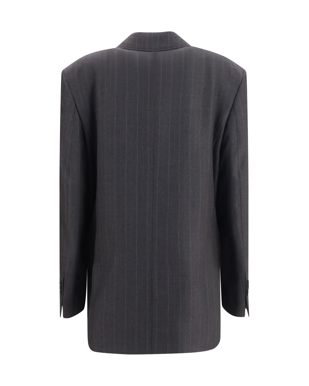 AMI Black Striped Wool Double Breasted Blazer Blazers & Vests