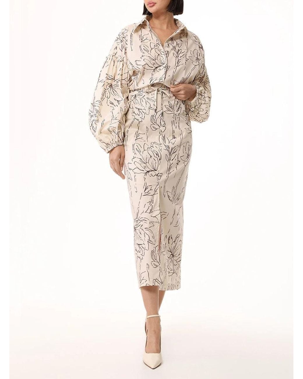 Brunello Cucinelli Natural Cream Floral Cotton Dress