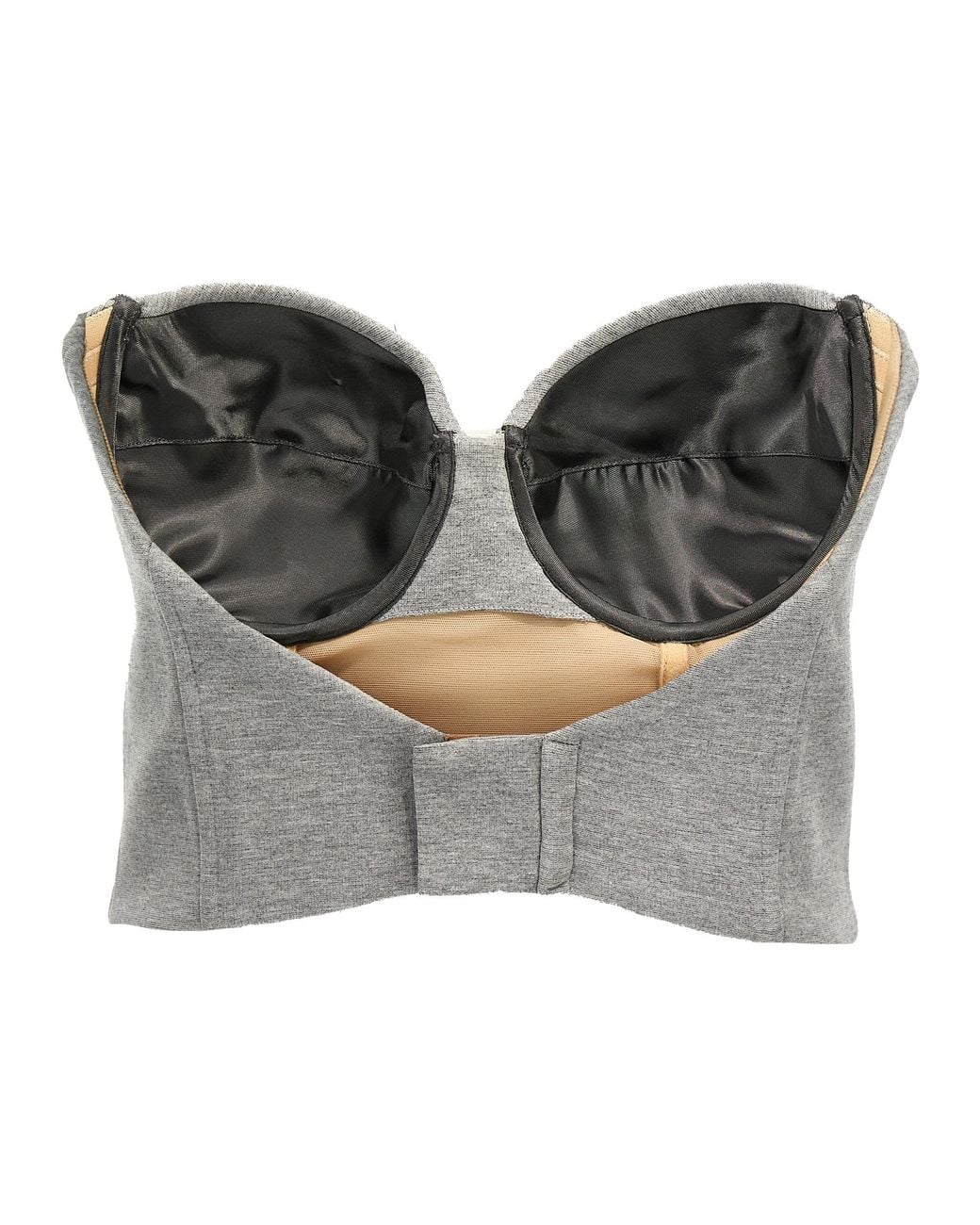 GIUSEPPE DI MORABITO Gray Top Cropped Bustier Viscose Polyamide Elastane Tops