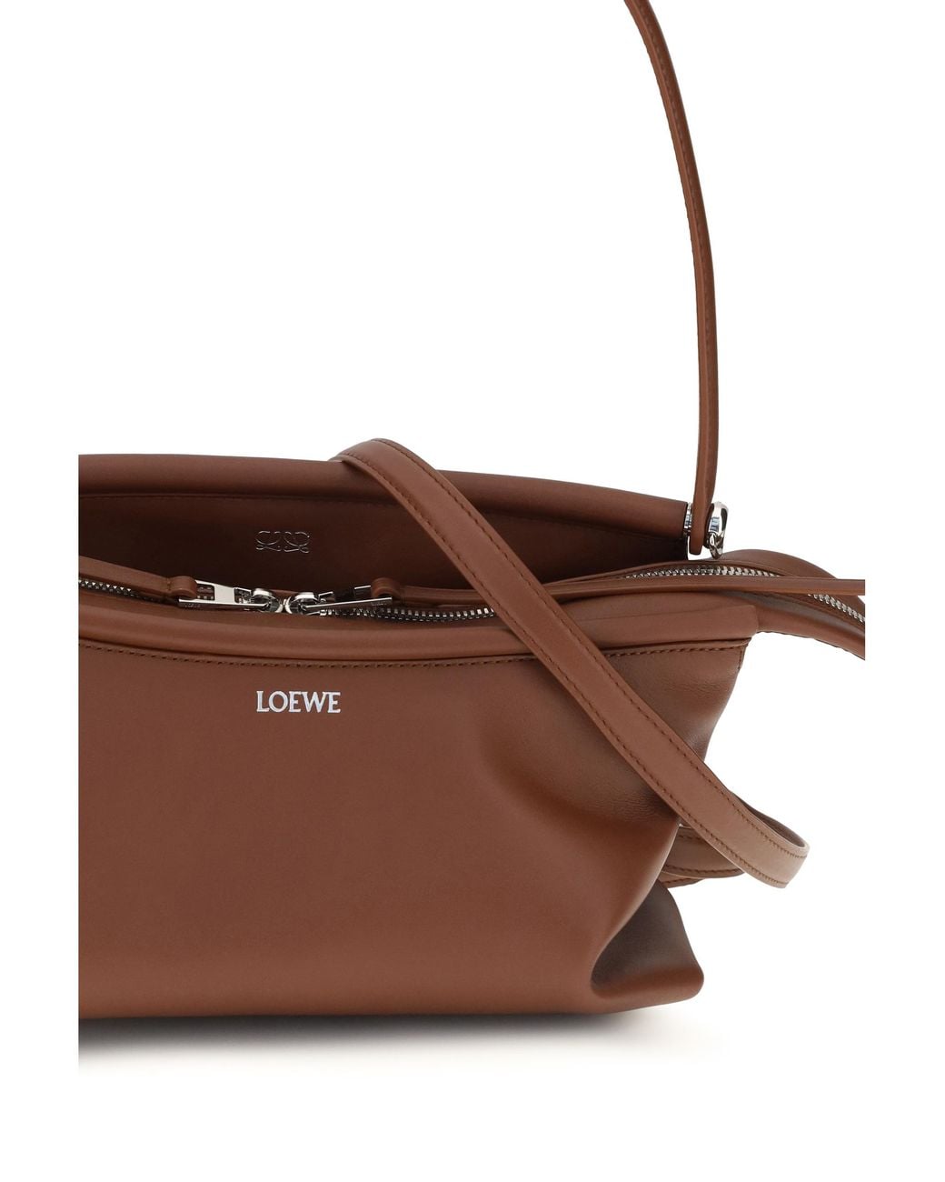 Loewe Brown Shoulder Bag Whisker Glazed Calfskin Calf Leather