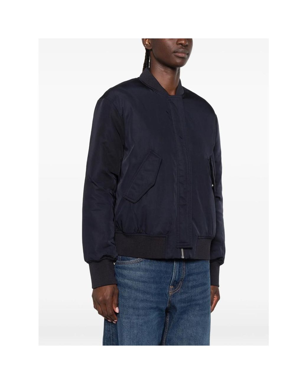 Closed Blue Logo-Patch Bomber Jacket