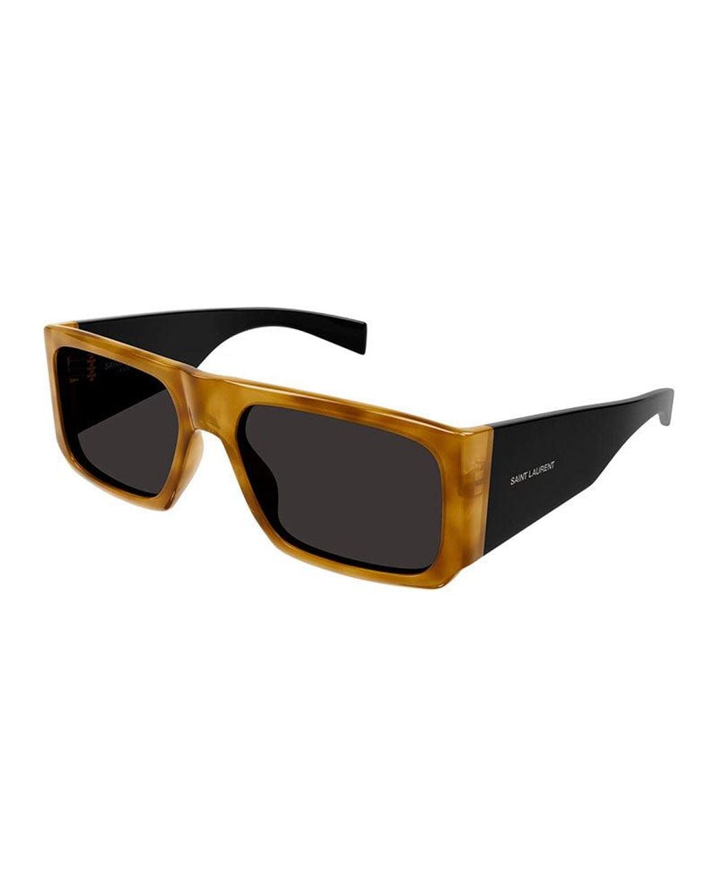 Saint Laurent Black Sunglasses Geometric Full Rim, Havana- Frame And Lens Sl635Acetate005