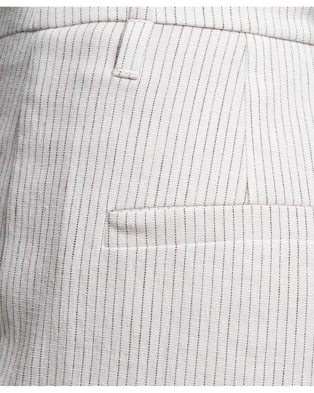 Brunello Cucinelli White Striped Linen Cotton Trousers