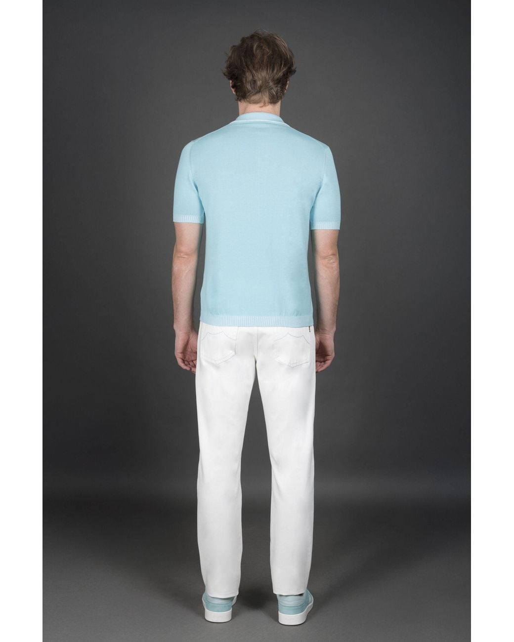 Moorer Blue Light Polo Sweater Clothing for men