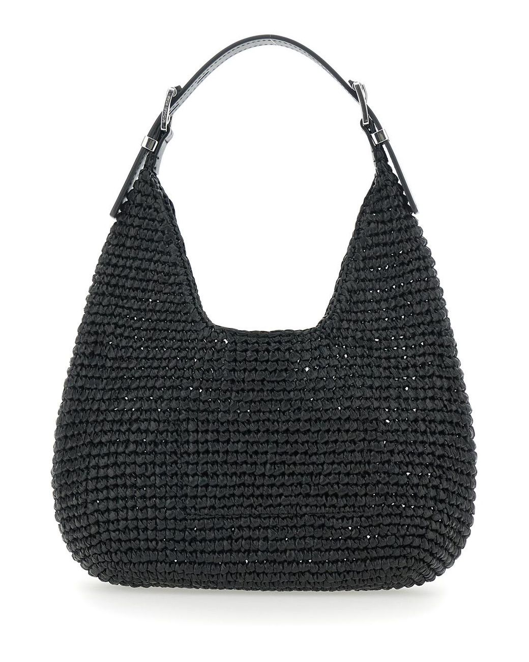 MICHAEL Michael Kors Black Small Shoulder Bag Nolita With Leather Logo On Front And Raffia Intreccio Design For Polypropylene