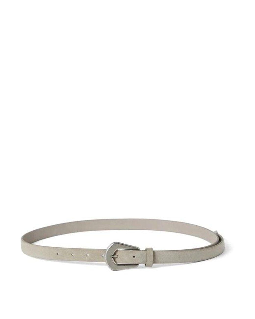 Brunello Cucinelli White Light Suede Belt Accessories & Slg