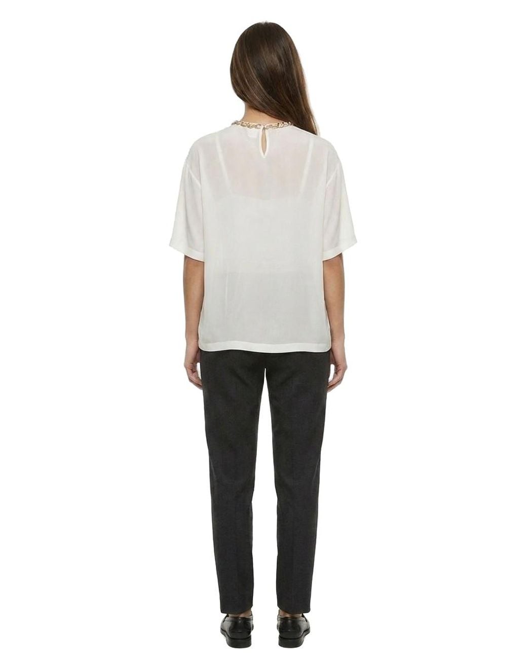 Dolce & Gabbana White Dolce & Gabbana Logo-Embroidered Silk T-Shirt