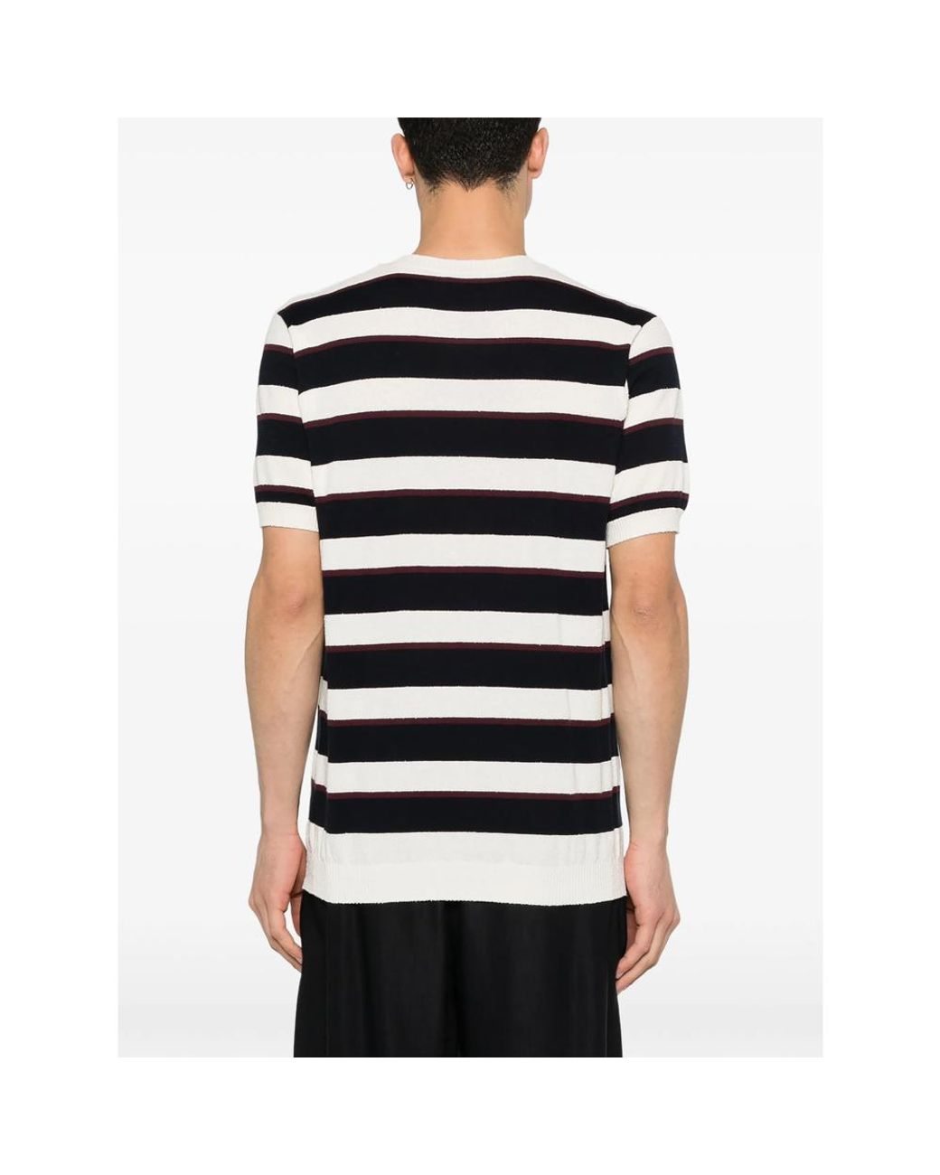 Scaglione Black Striped-Patterb Crew-Neck T-Shirt for men