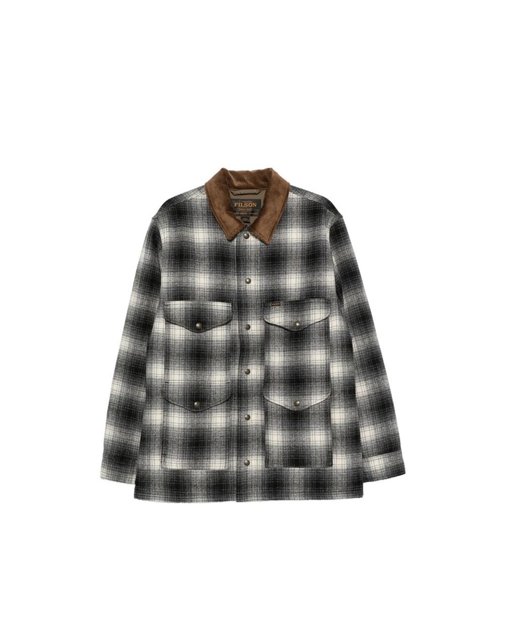 Filson Gray Check-Pattern Corduroy-Collar Jacket for men