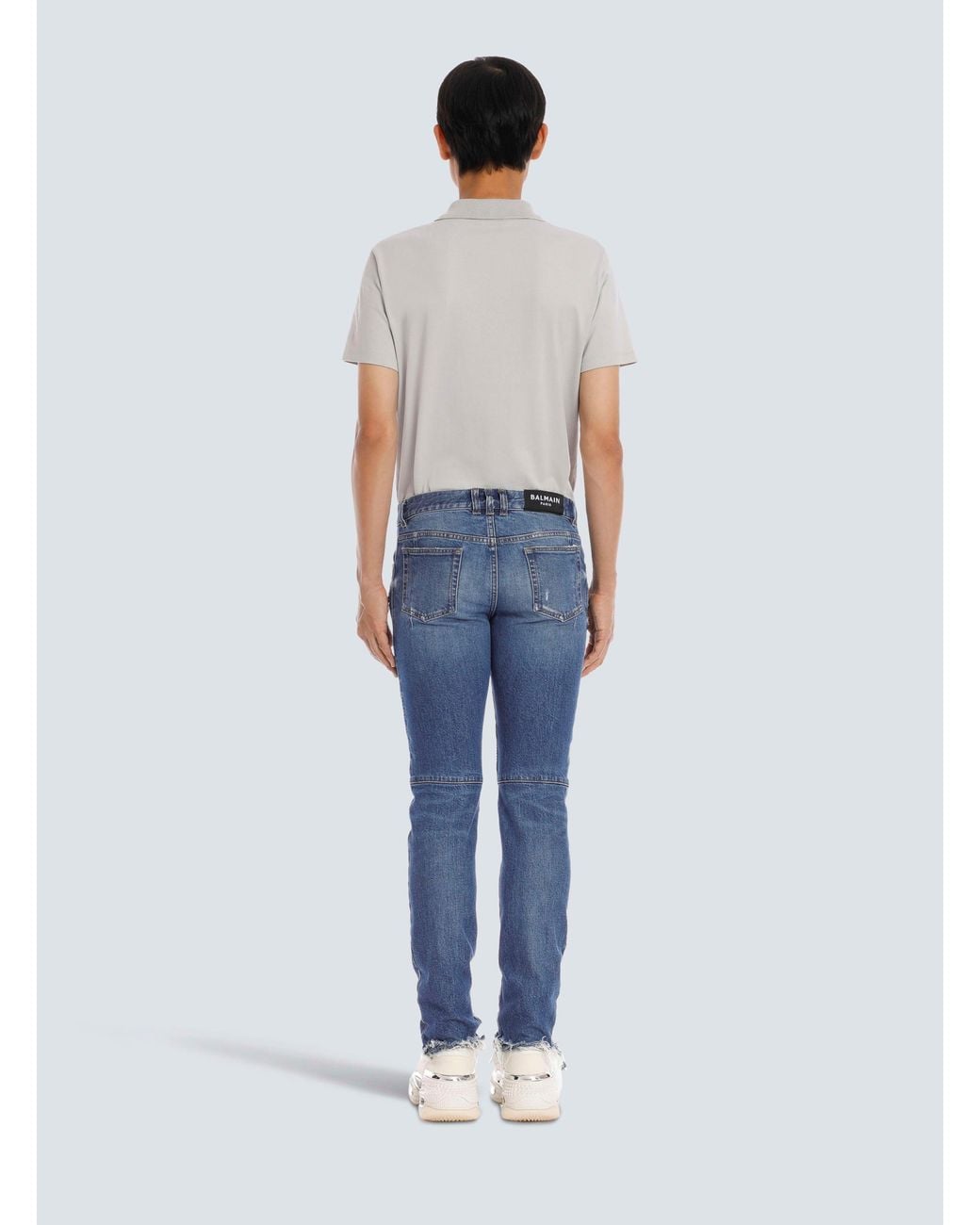 Balmain Blue Ribbed Tapered Jeans for men