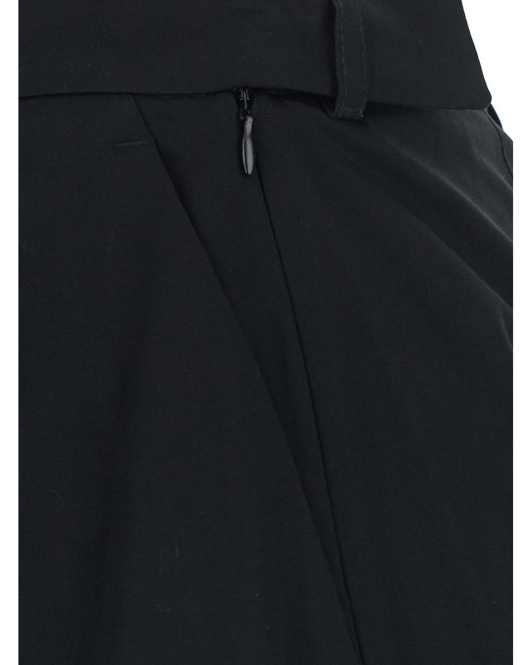 Le Plain Black Shorts Pleates Mini With Pockets And High Waist Tech Fabric Bermuda
