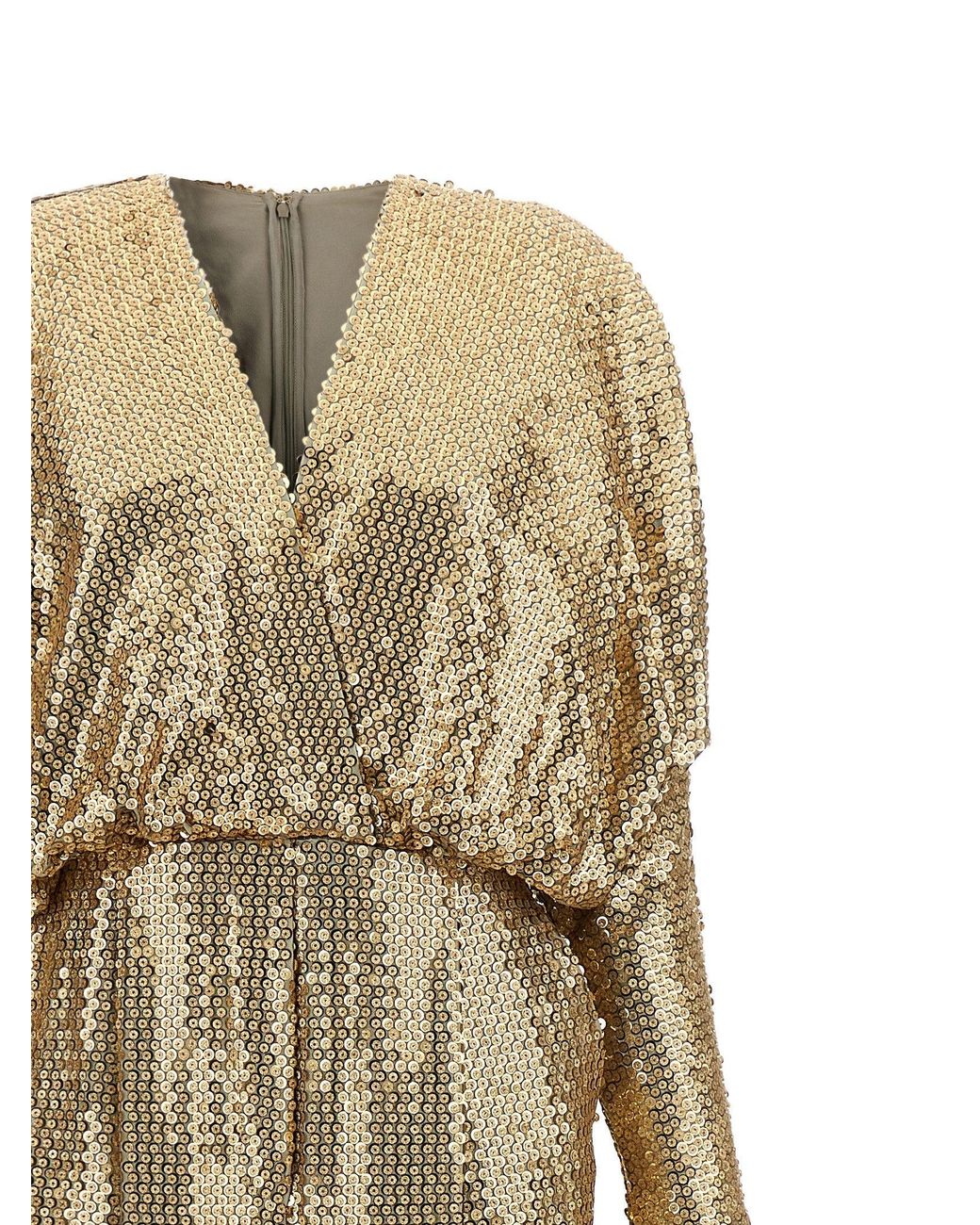 Elie Saab Natural Sequin-Embroidered Silk Blend Jumpsuit
