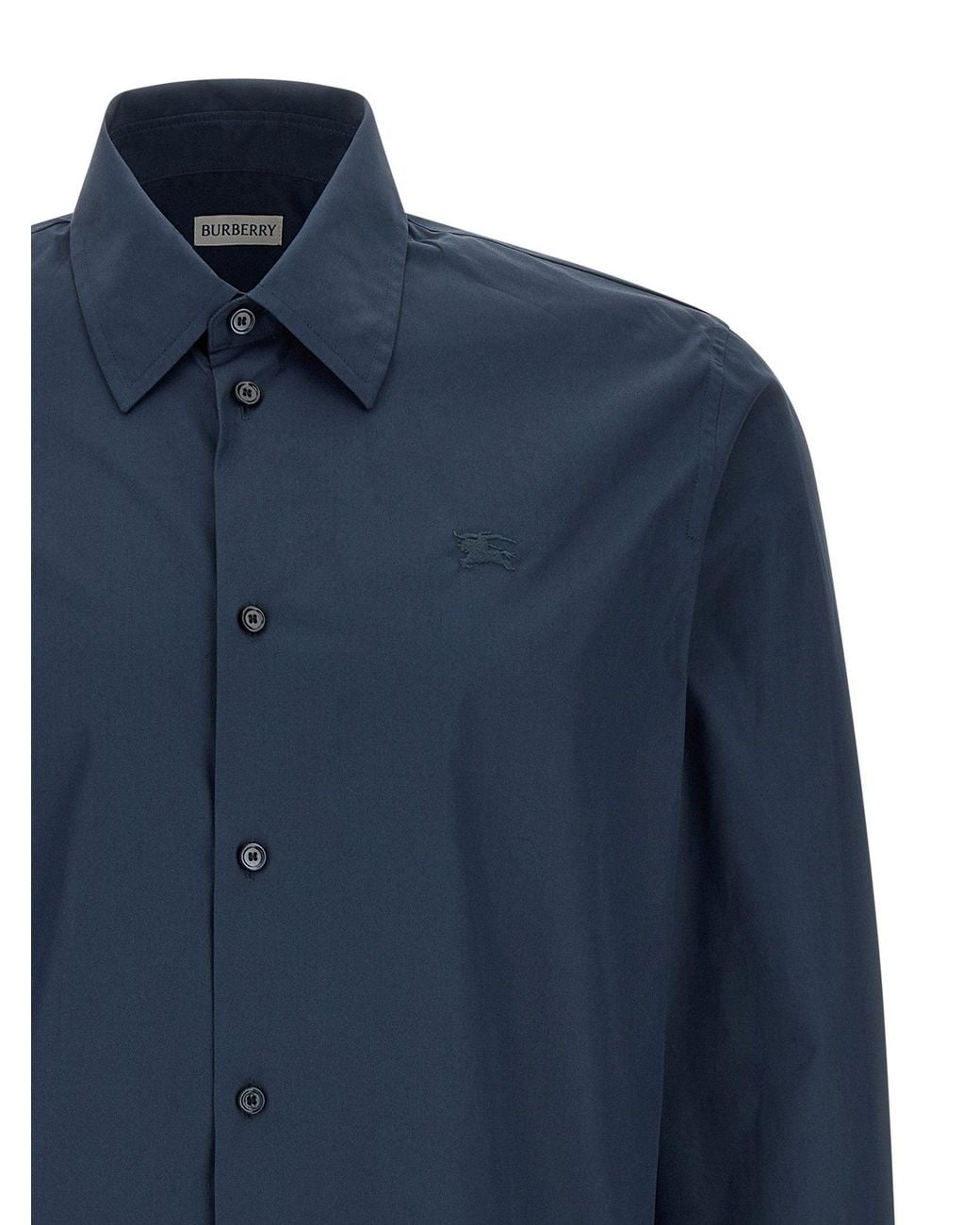 Burberry Blue Cotton Poplin Shirt for men
