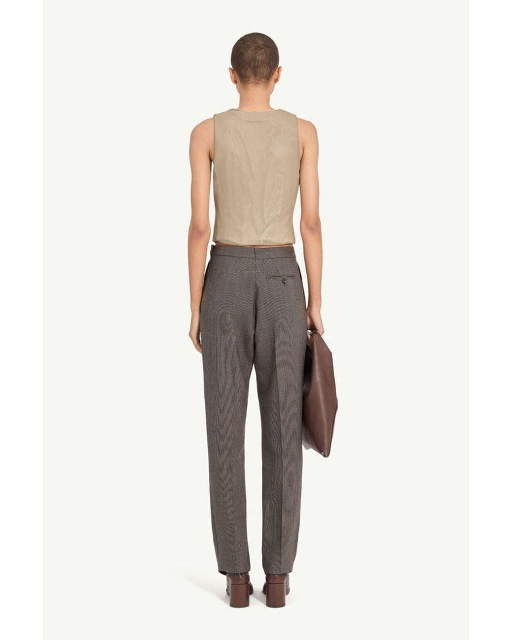MM6 by Maison Margiela Brown Mm6 Maison Margiela High-Waisted Wool Trousers