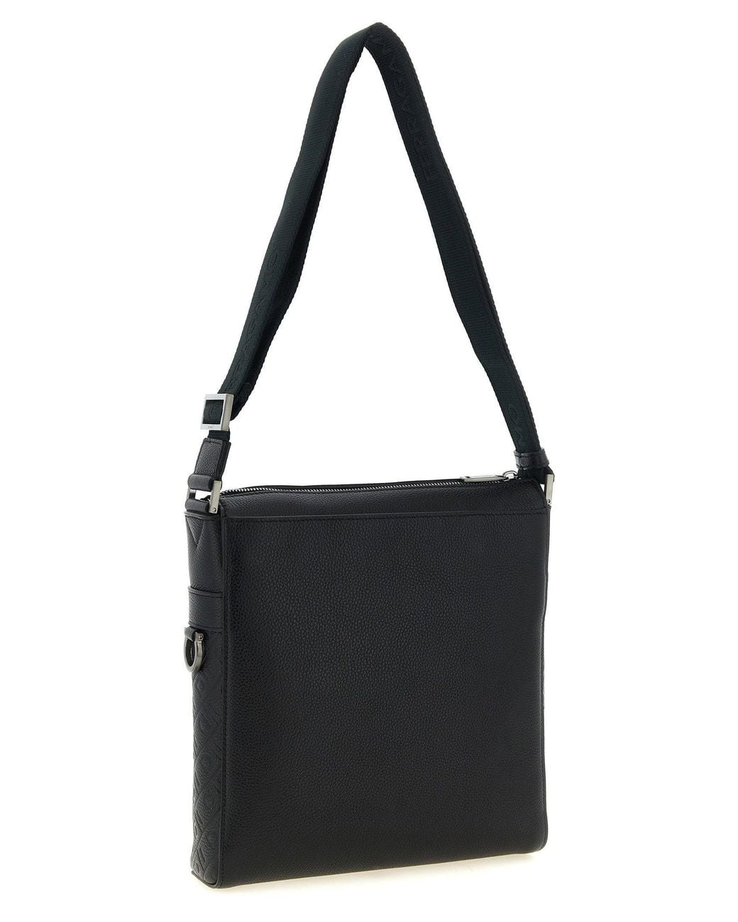 Ferragamo Black Monogram Embossed Crossbody Bag for men