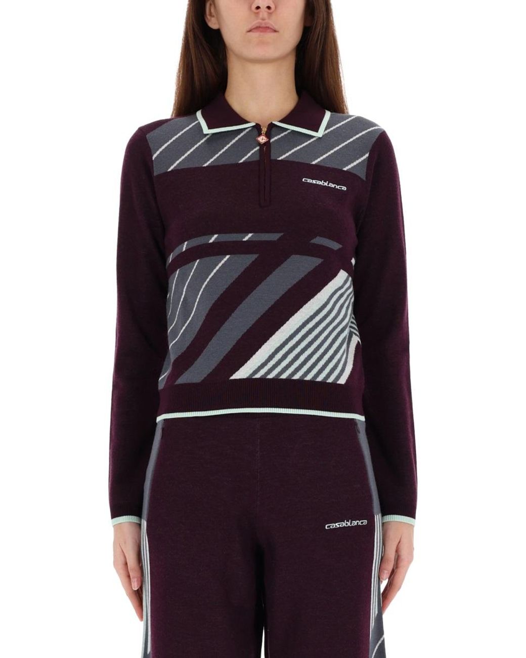 Casablanca Purple Casablanca Diagonal Merino Wool Polo Shirt
