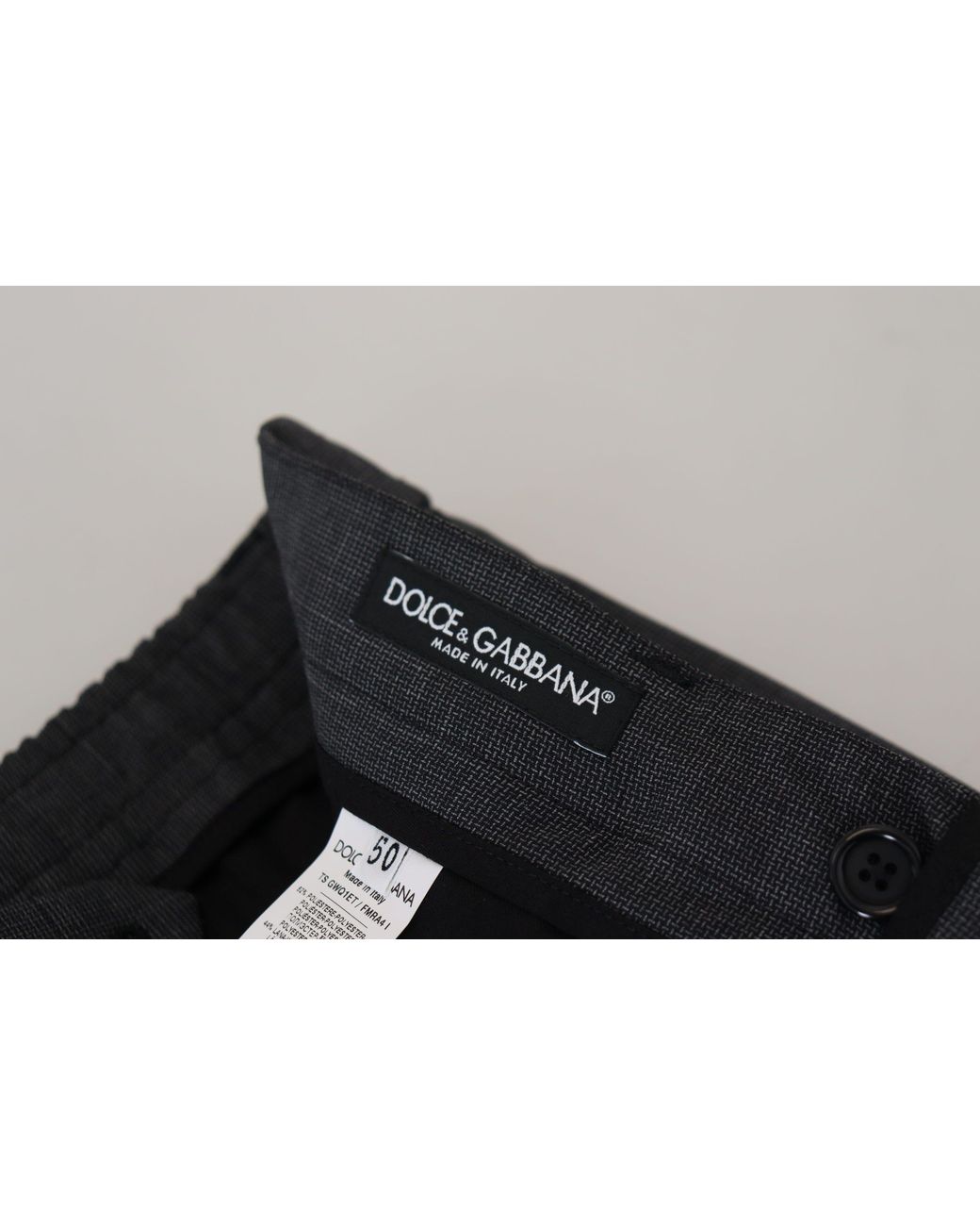 Dolce & Gabbana Black Elegant Checkered Slim Fit Cargo Pants for men