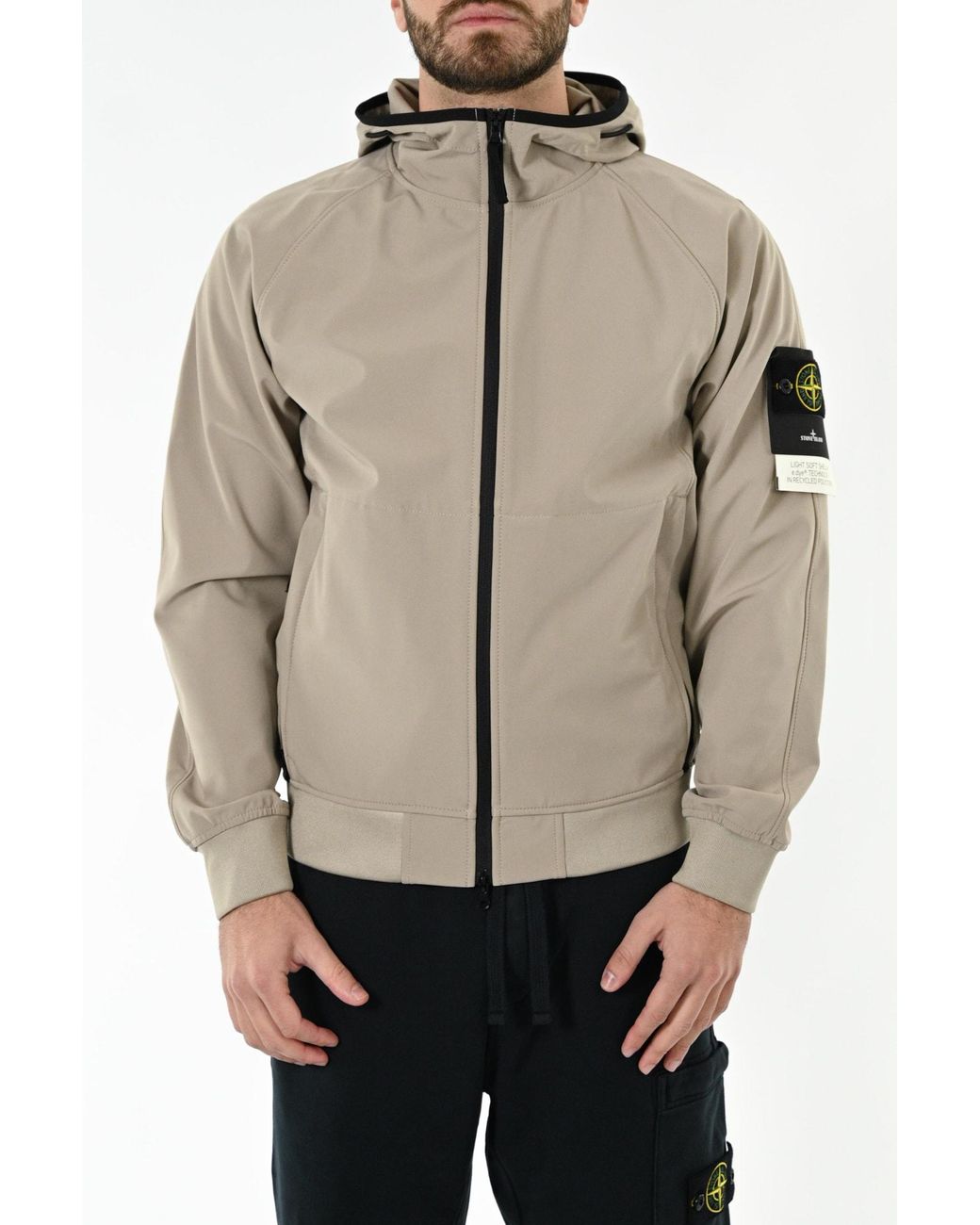Stone Island Jacket With Hood in Natural for Men | Lyst