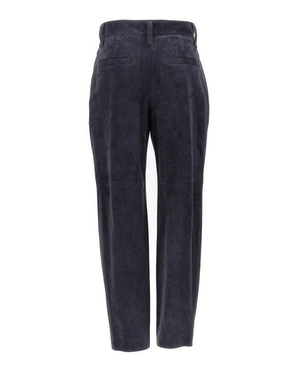 Brunello Cucinelli Blue Dark Suede Trousers