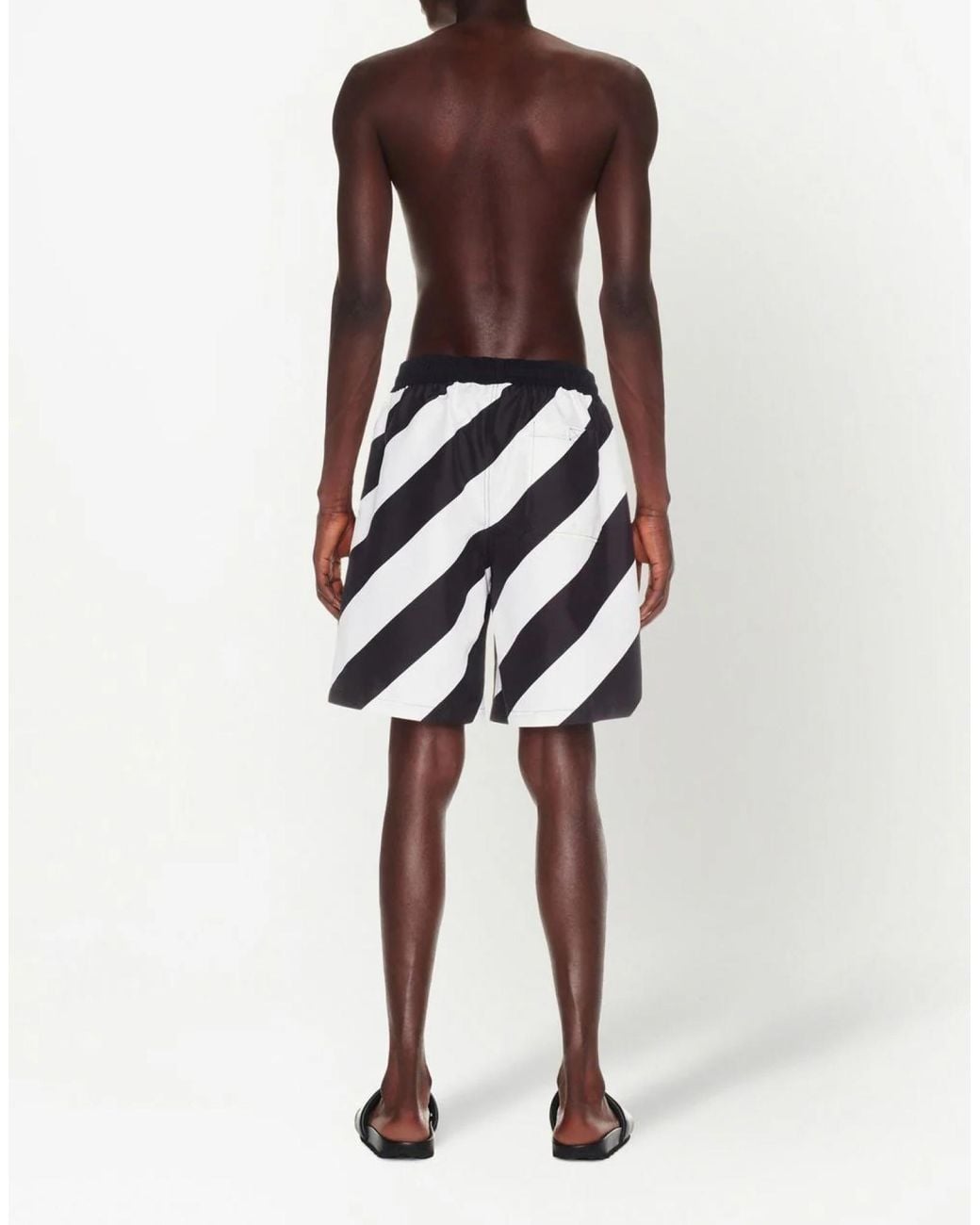 Off-White c/o Virgil Abloh Black Diagonal Logo Surfer Swim Shorts for men
