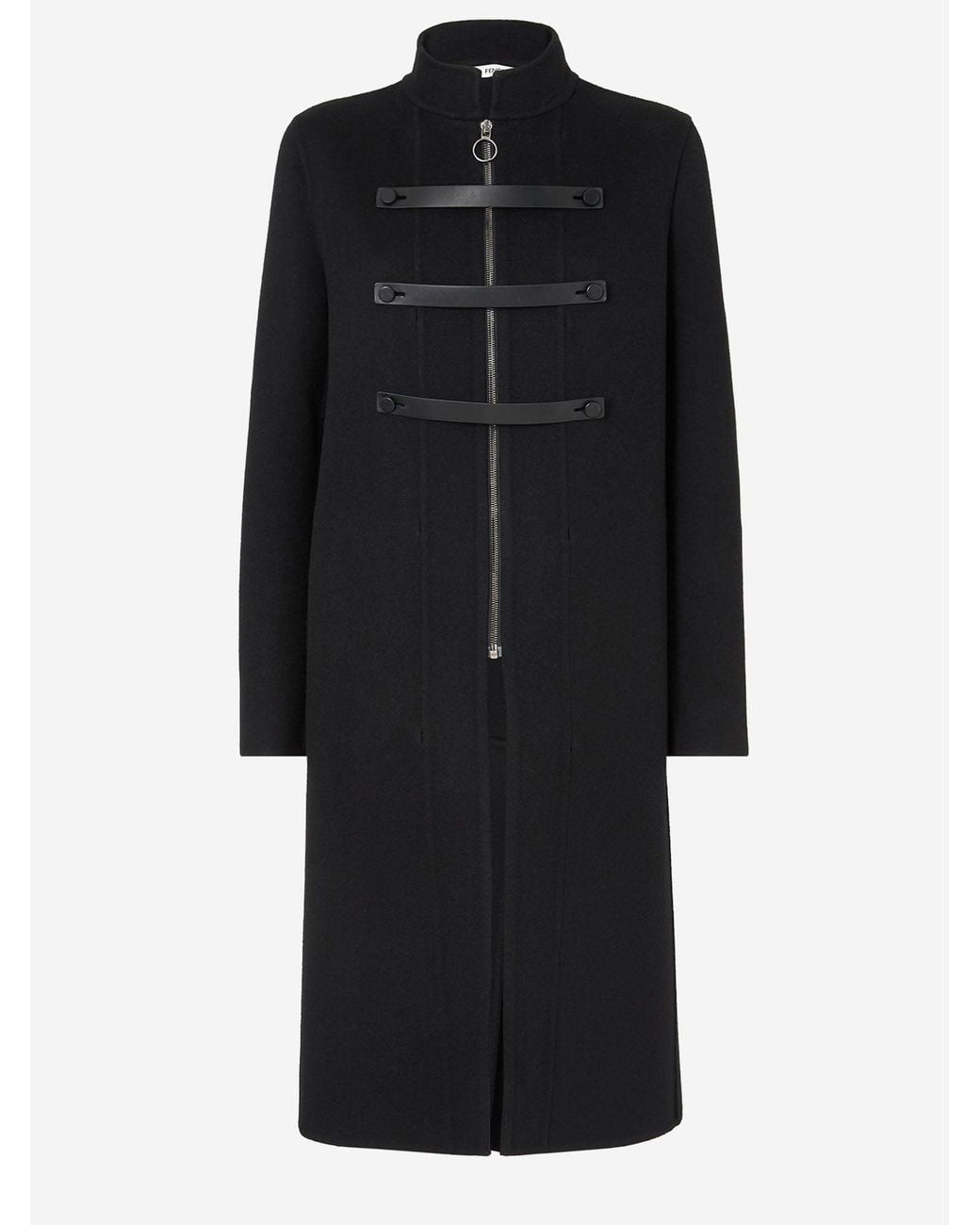 Fendi Black Wool And Shearling Coat Virgin