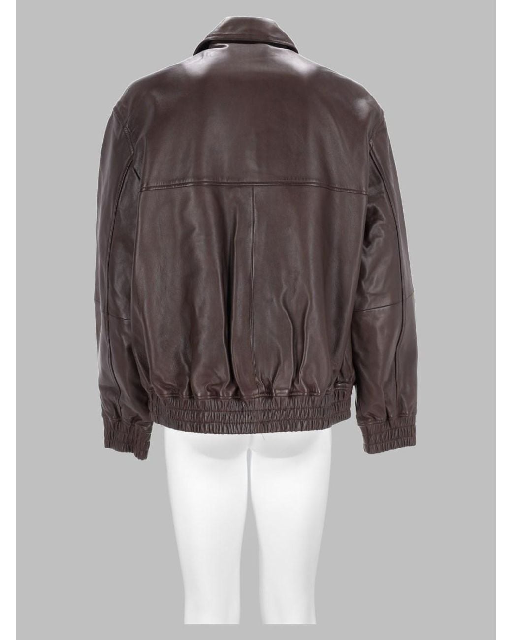 Studio Nicholson Brown Leather Bomber Jacket Lamb